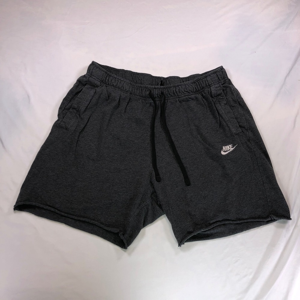 Nike Sportswear Mens Charcoal Grey Jersey Shorts Raw Hem XL 832230-071